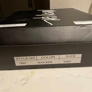 Black Faux Suede Strappy Block Heels